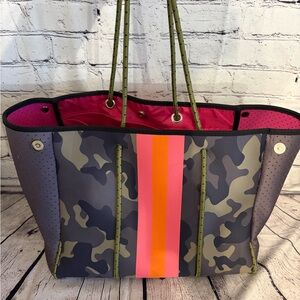 Neon Stripe Neoprene Camo Bag
